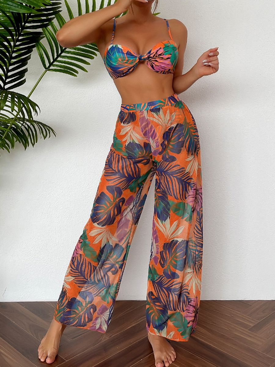 BIKINI CON ESTAMPADO TROPICAL 3 PIEZAS Bikini 29 Florebele XS 