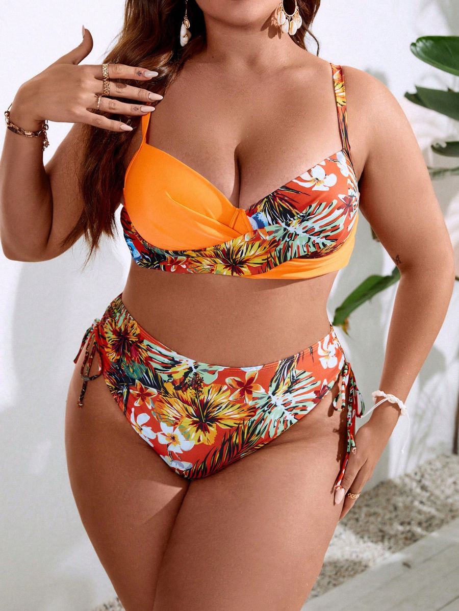 BIKINI CON ESTAMPADO TROPICAL Y PUSH UP Bikini Plus Size 21 Florebele 0XL 