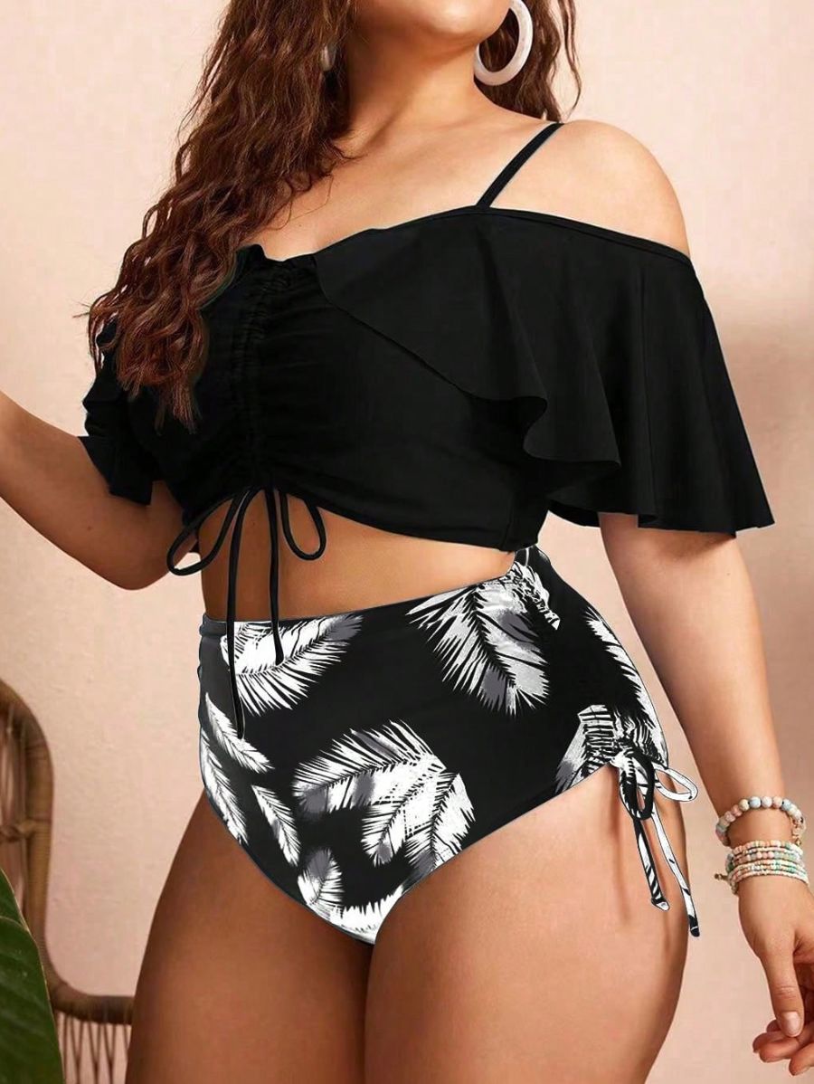 BIKINI CON VOLANTES Y ESTAMPADO DE HOJAS Bikini Plus Size 11 Florebele 