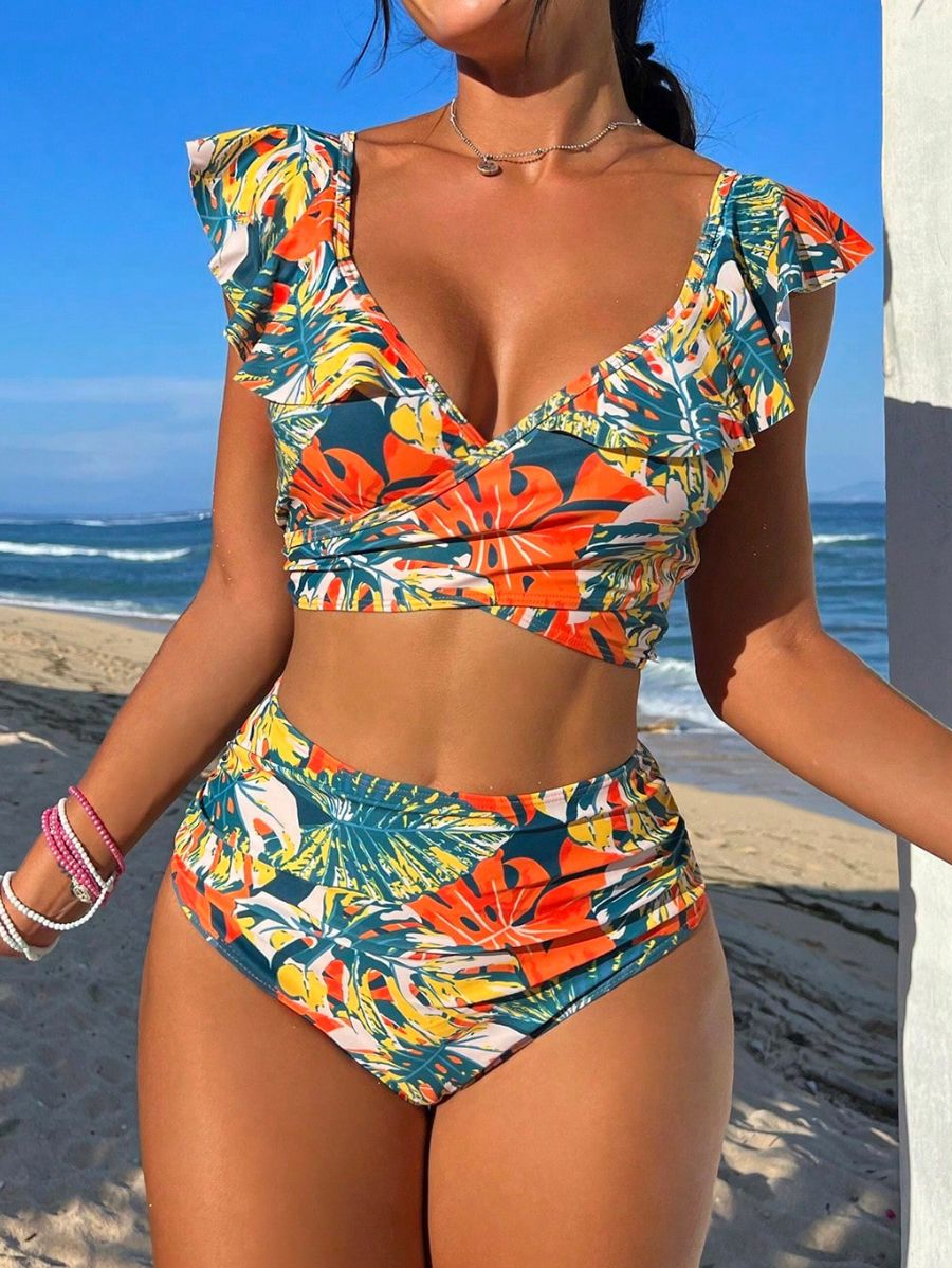 BIKINI CON VOLANTES Y ESTAMPADO TROPICAL Bikini 09 Florebele S 
