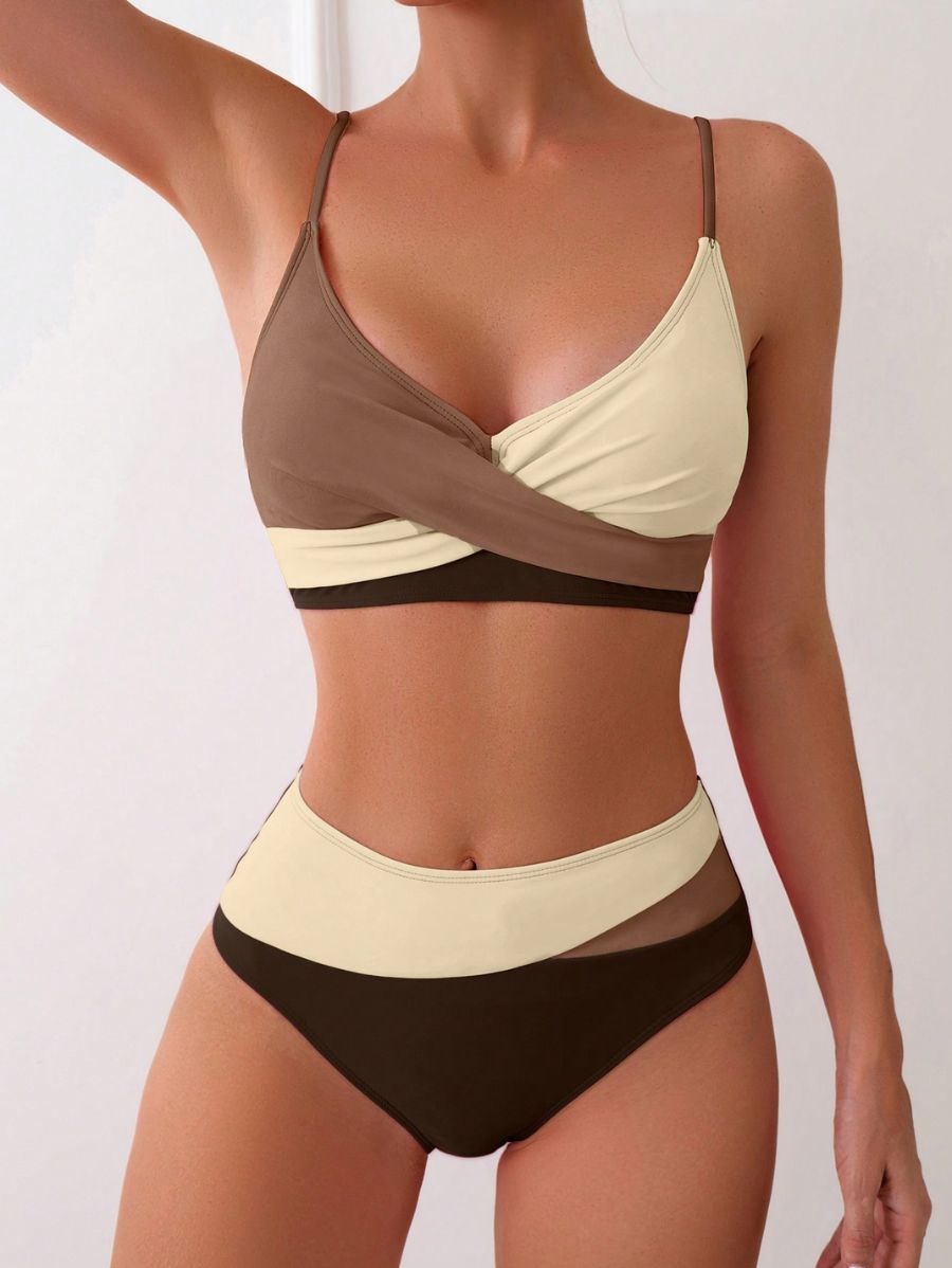 BIKINI DE BLOQUES DE COLOR CRUZADO Bikini 02 Florebele Beige XS 