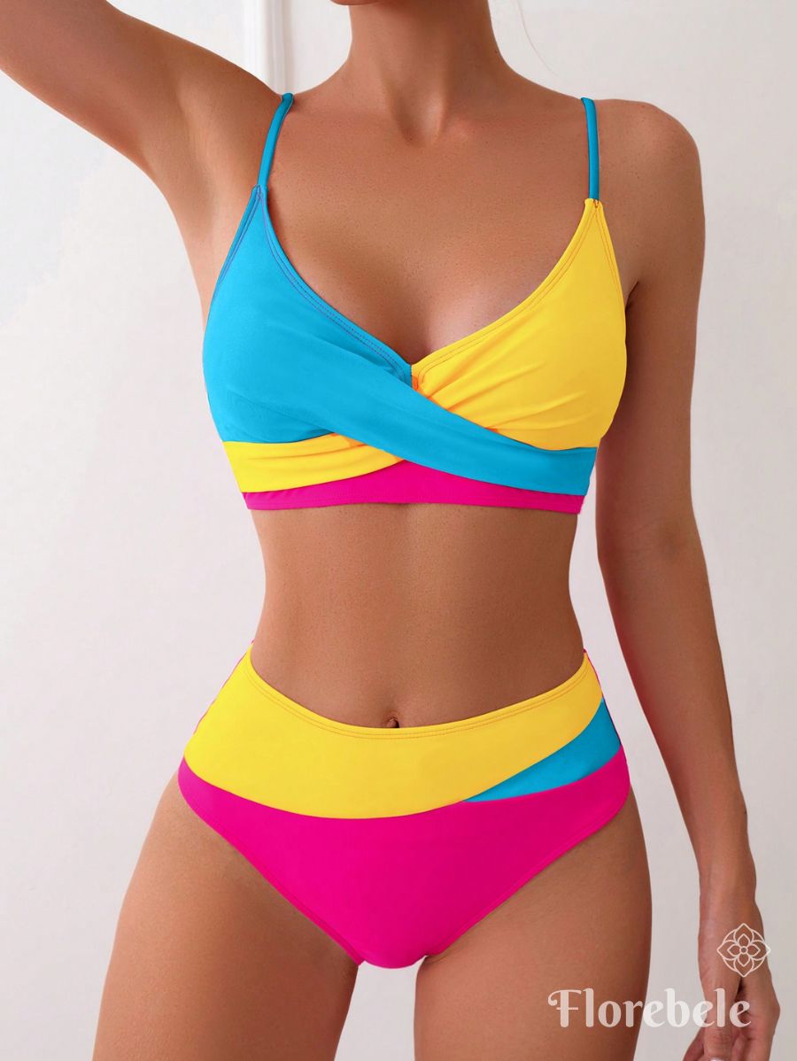 BIKINI DE BLOQUES DE COLOR CRUZADO Bikini 45 Florebele Amarillo XS 