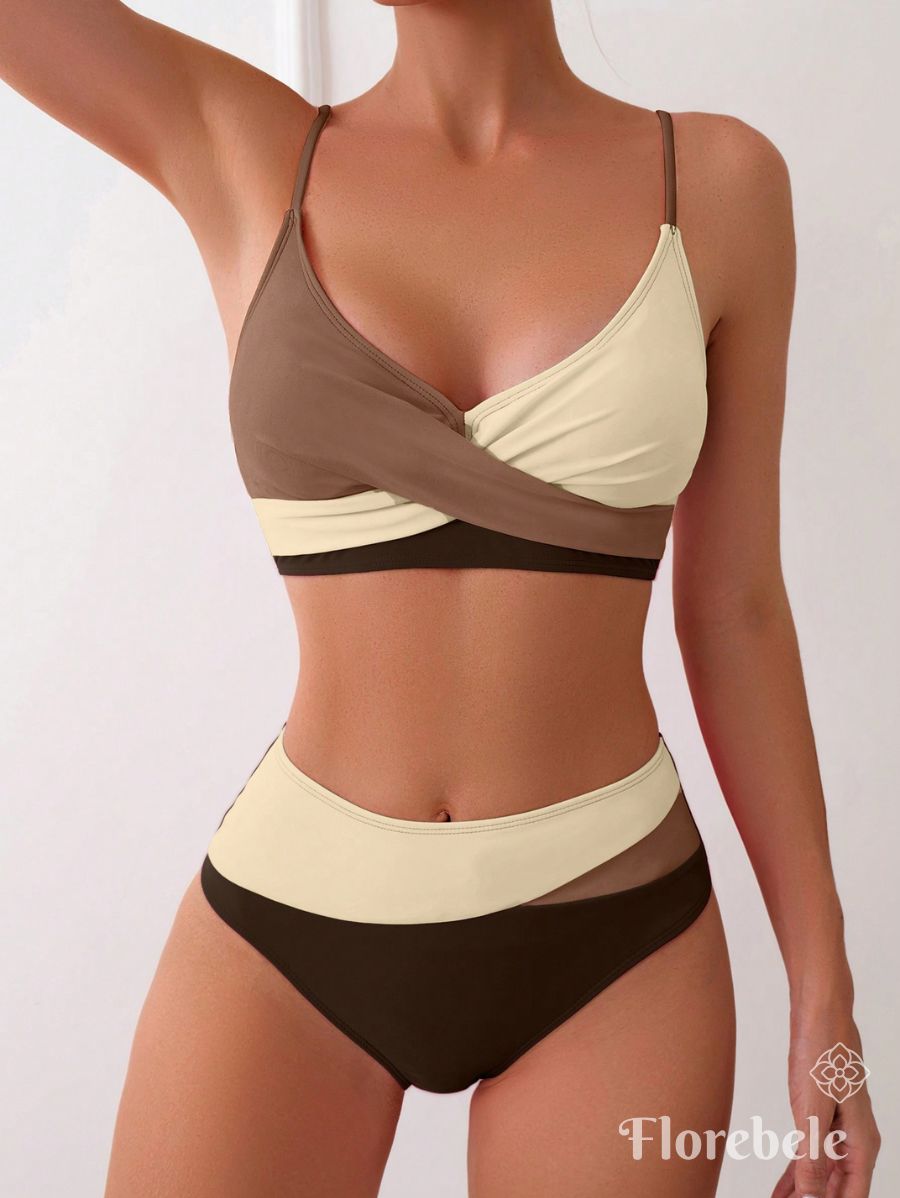 BIKINI DE BLOQUES DE COLOR CRUZADO Bikini 45 Florebele Beige XS 