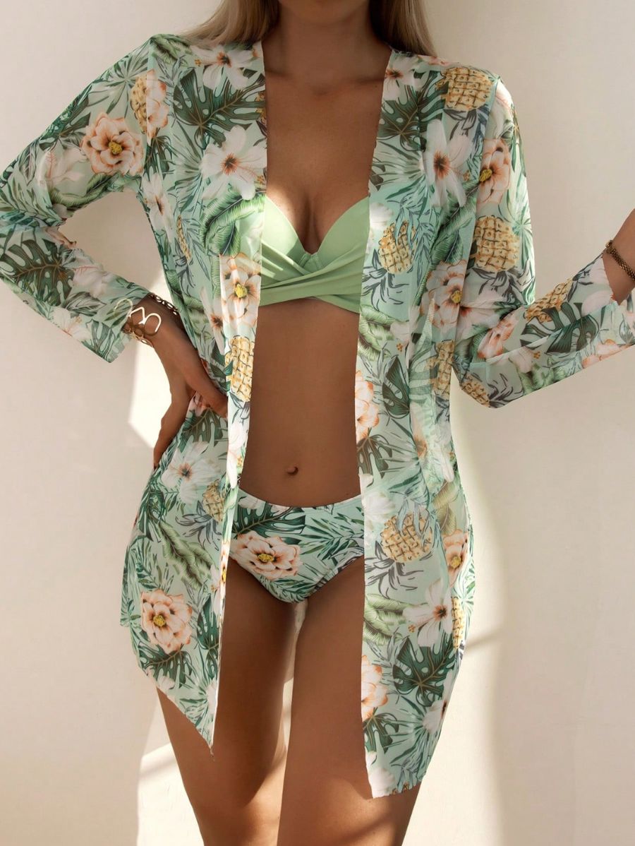 BIKINI DE TRES PIEZAS CON ESTAMPADO TROPICAL Bikini 08 Florebele 