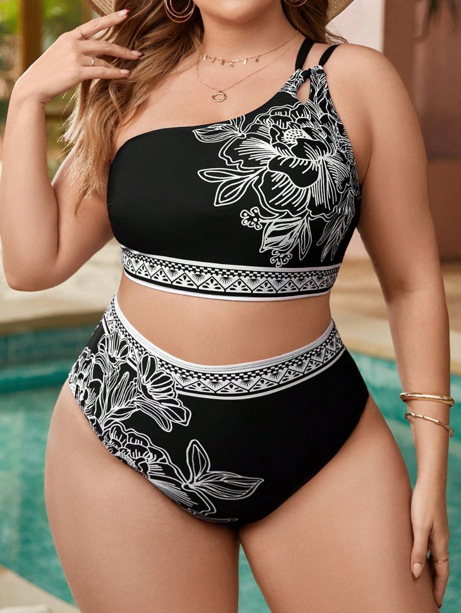 BIKINI DE UN HOMBRO CON ESTAMPADO FLORAL Bikini Plus Size 05 Florebele 0XL 
