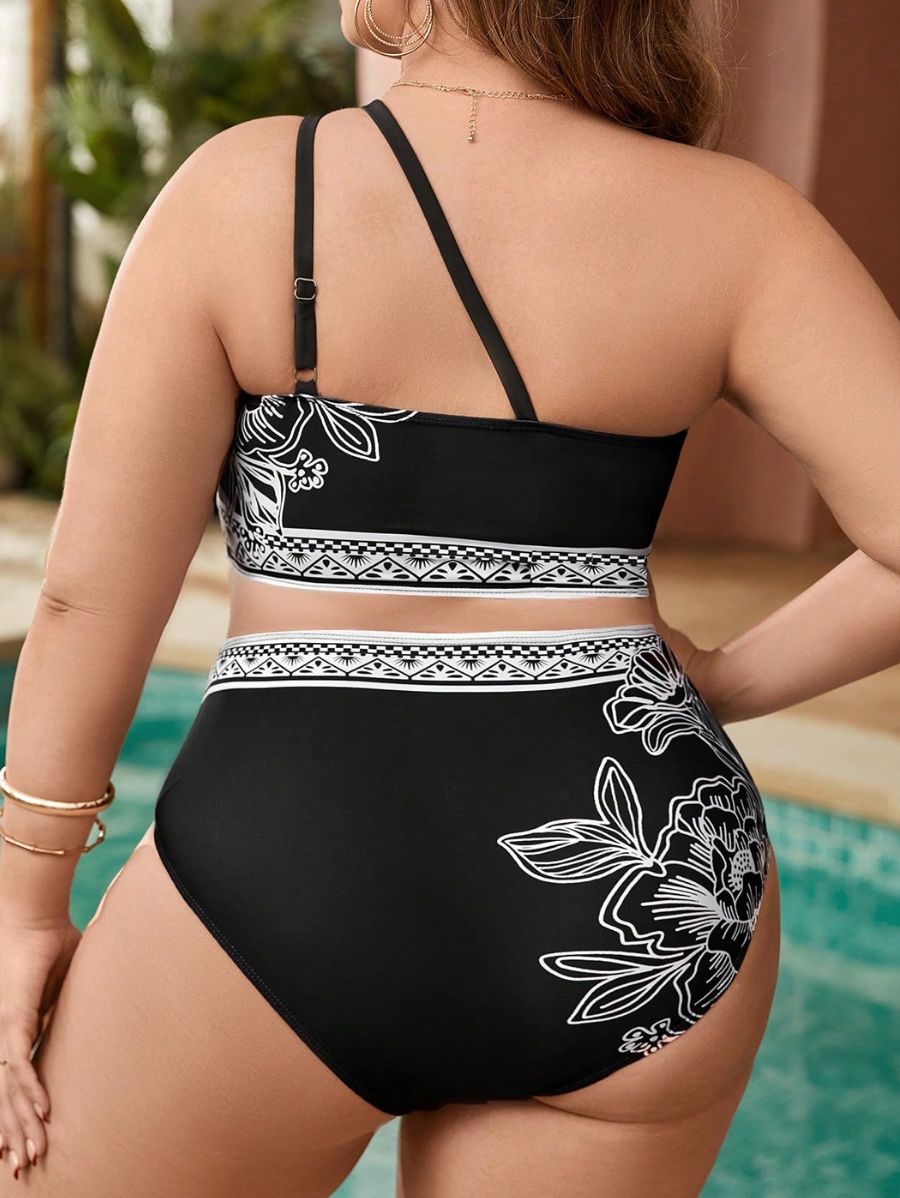 BIKINI DE UN HOMBRO CON ESTAMPADO FLORAL Bikini Plus Size 05 Florebele 