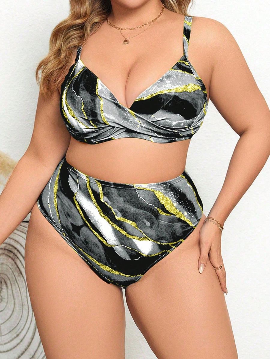 BIKINI ESTAMPADO PUSH UP Bikini Plus Size 18 Florebele Negro 0XL 
