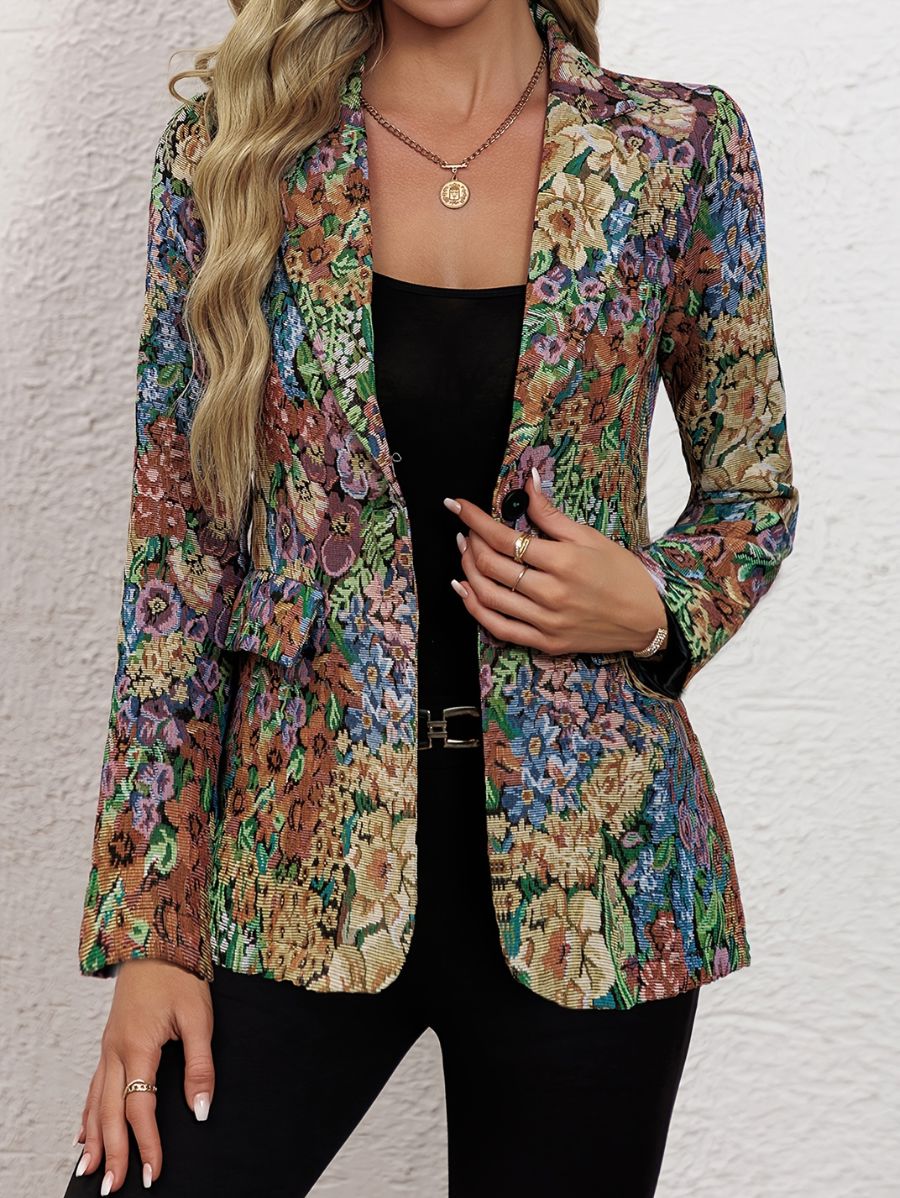 BLAZER CON ESTAMPADO FLORAL Y BOTÓN Blazer 06 Florebele S 