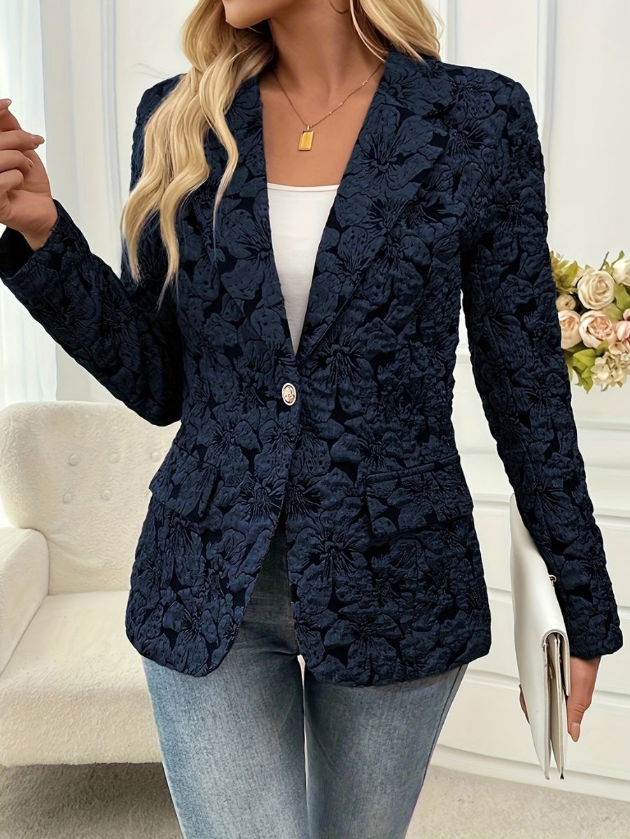 BLAZER CON TEXTURA FLORAL Blazer 08 Florebele Azul S 