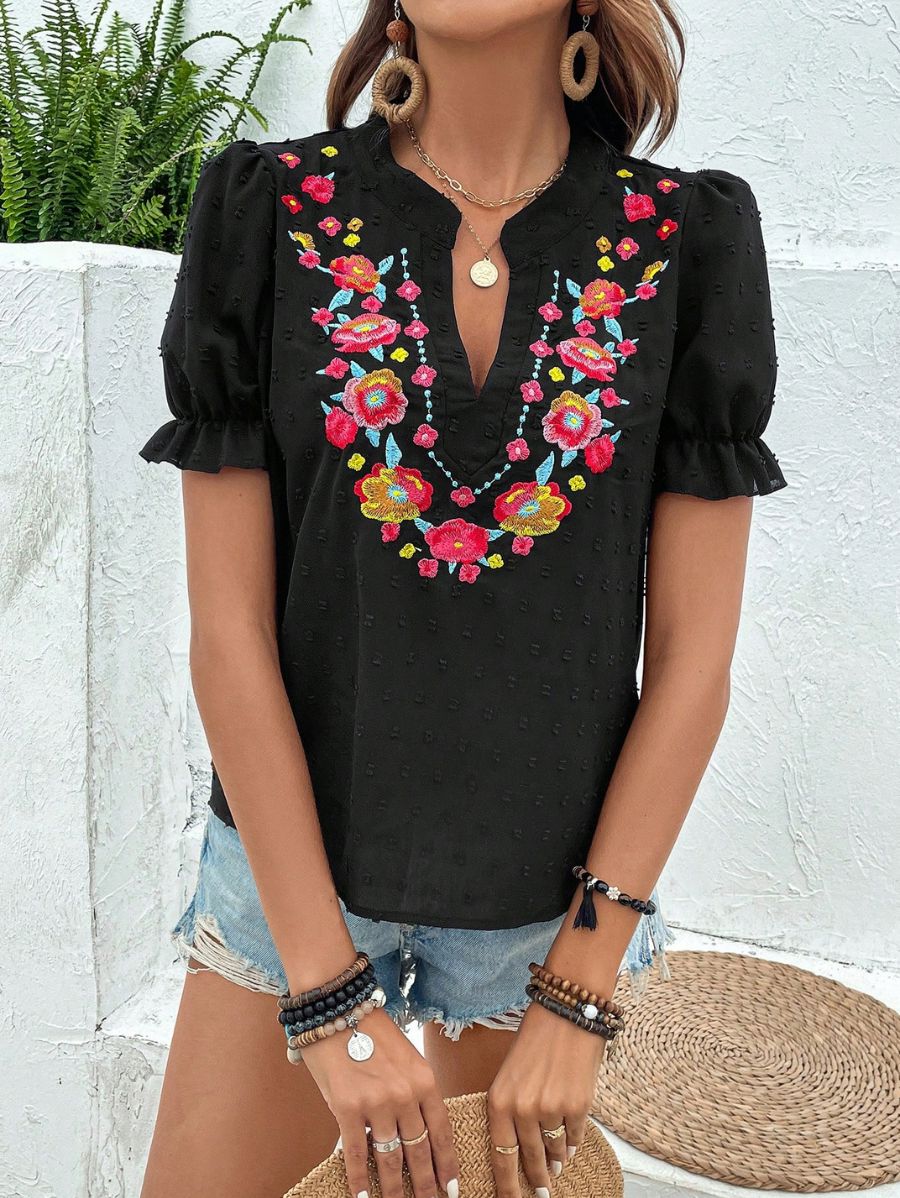 BLUSA CON BORDADO FLORAL Blusa 42 Florebele S 