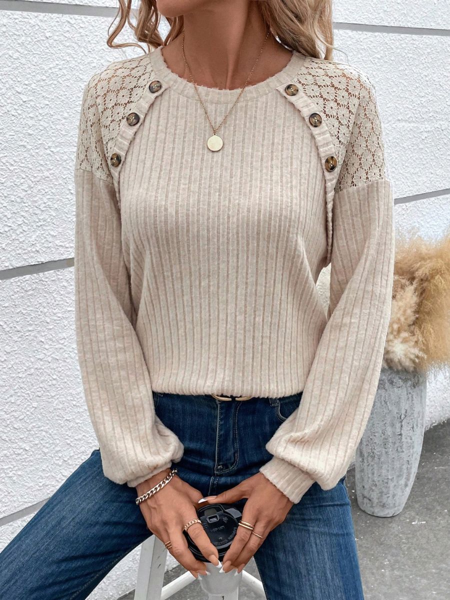 BLUSA CON ENCAJE Y BOTONES Blusa 14 Florebele 