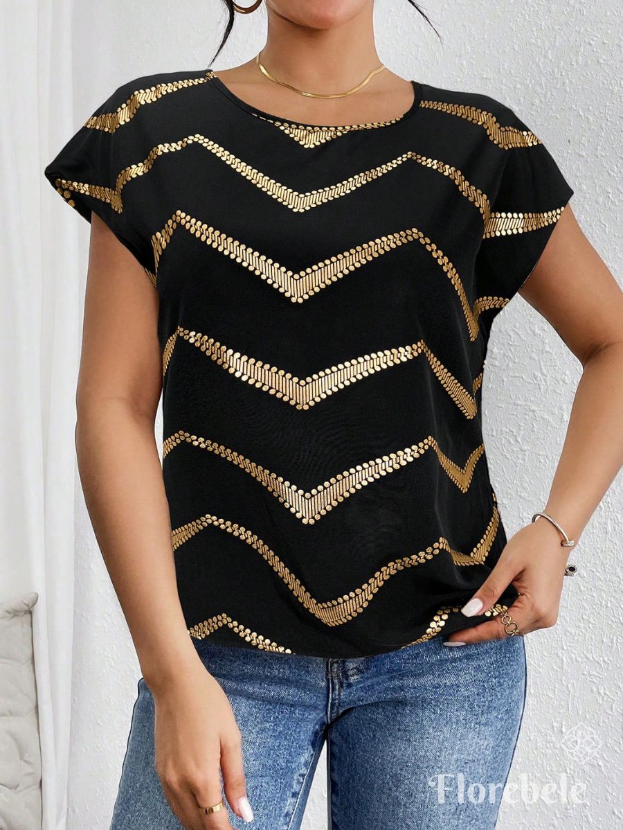 BLUSA CON ESTAMPADO DORADO Blusa 11 Florebele XS 