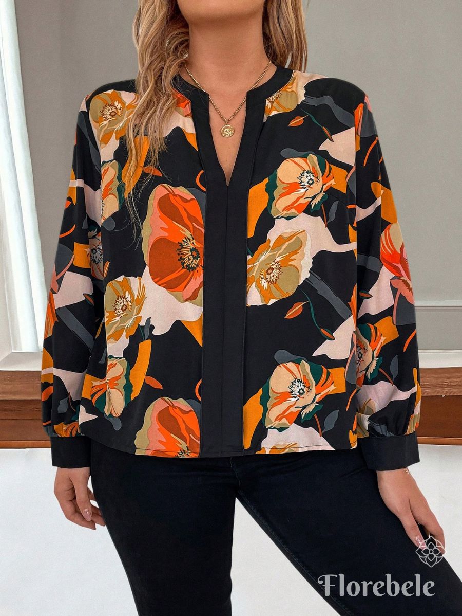 BLUSA CON ESTAMPADO FLORAL Blusa Plus Size 06 Florebele 
