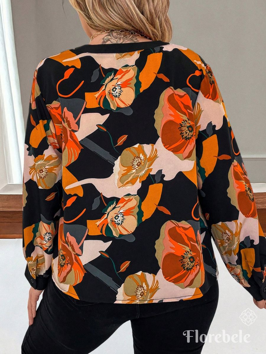 BLUSA CON ESTAMPADO FLORAL Blusa Plus Size 06 Florebele 