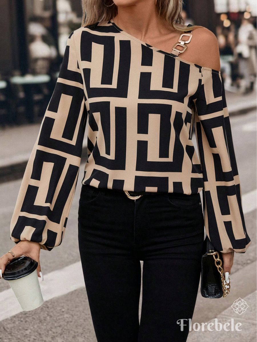 BLUSA CON ESTAMPADO GEOMÉTRICO Blusa 29 Florebele 