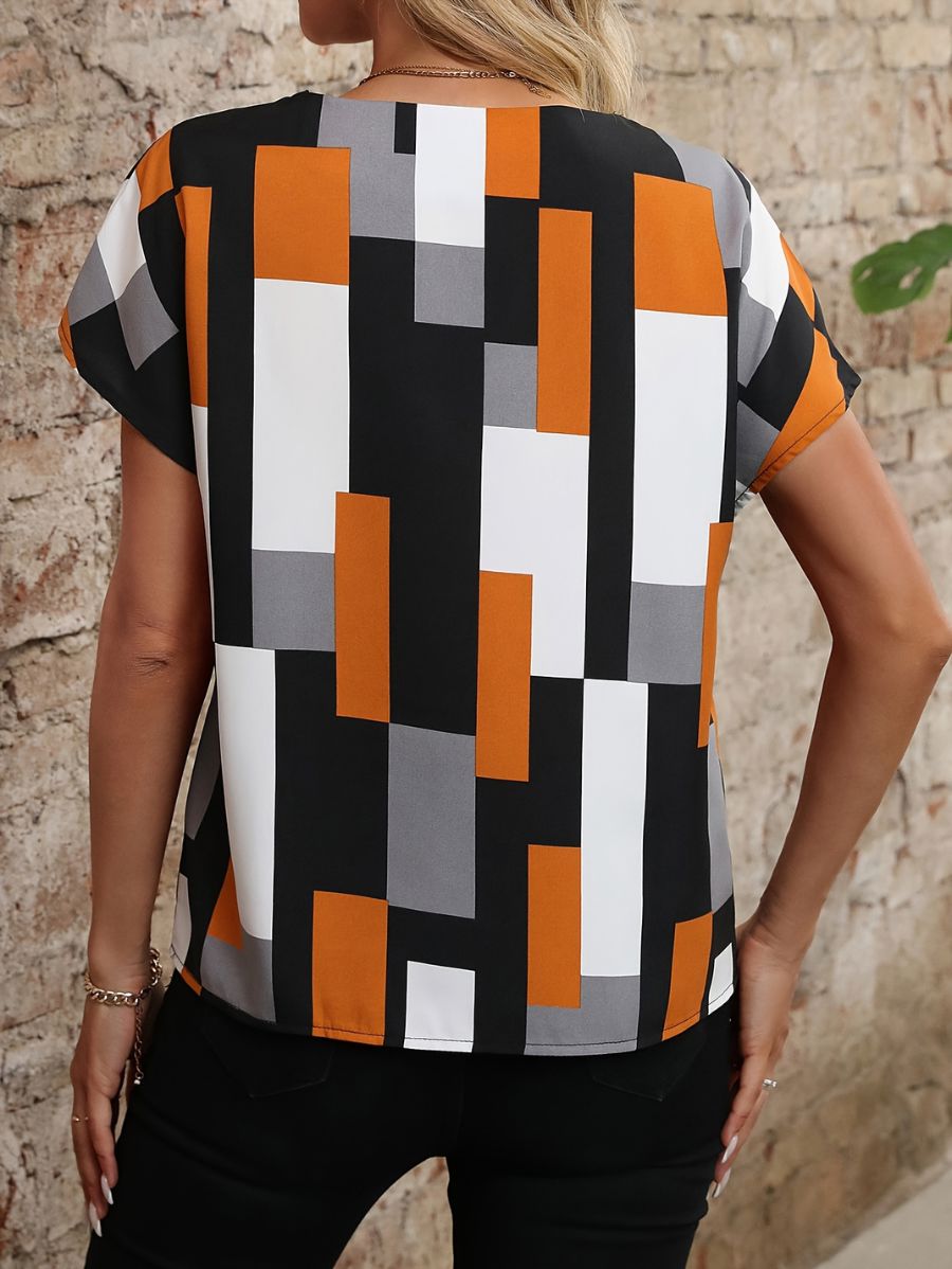 BLUSA CON ESTAMPADO GEOMÉTRICO MANGA CORTA Blusa 33 Florebele 