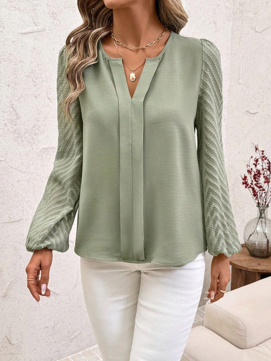 BLUSA CON MANGAS FAROL Y CUELLO DE MUESCA Blusa 09 Florebele 