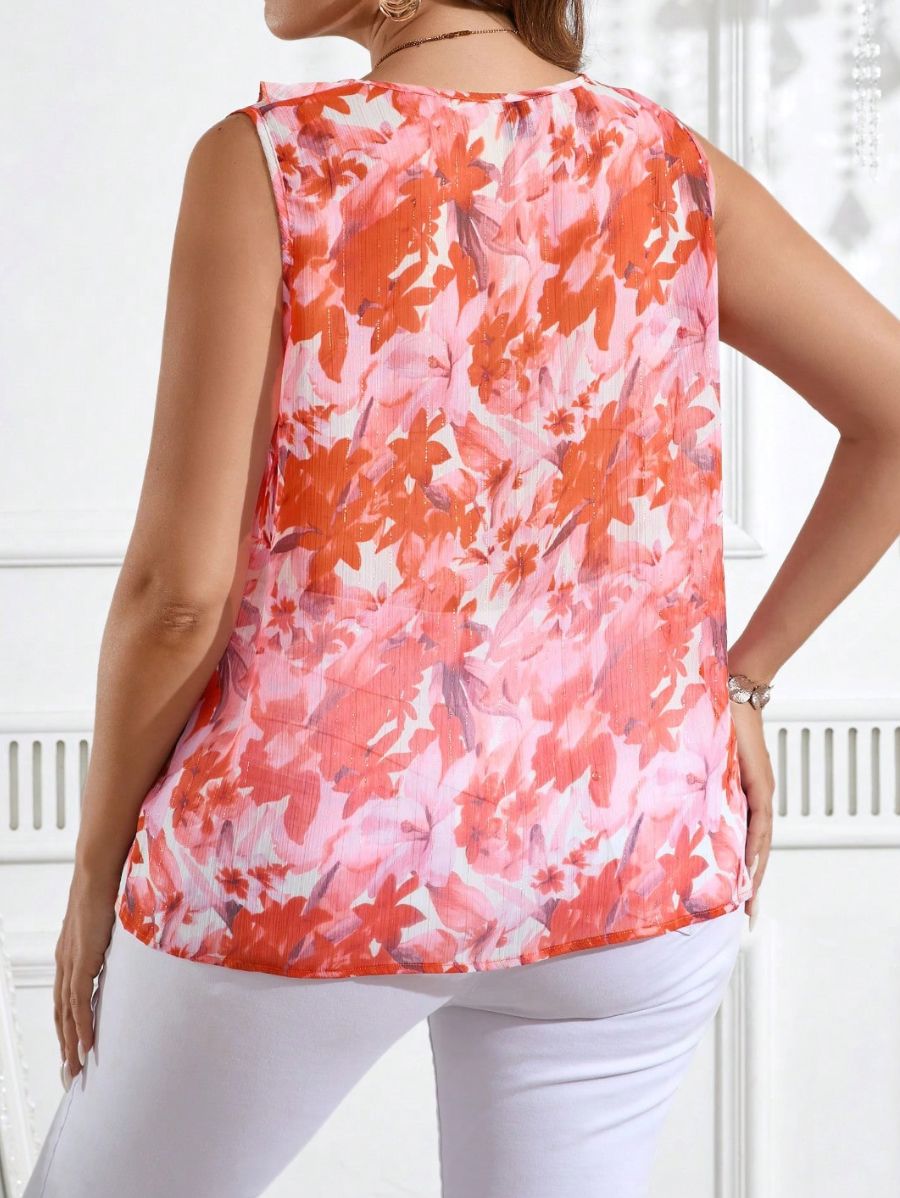 BLUSA CON VOLANTES Y ESCOTE EN V Blusa Plus Size 15 Florebele 