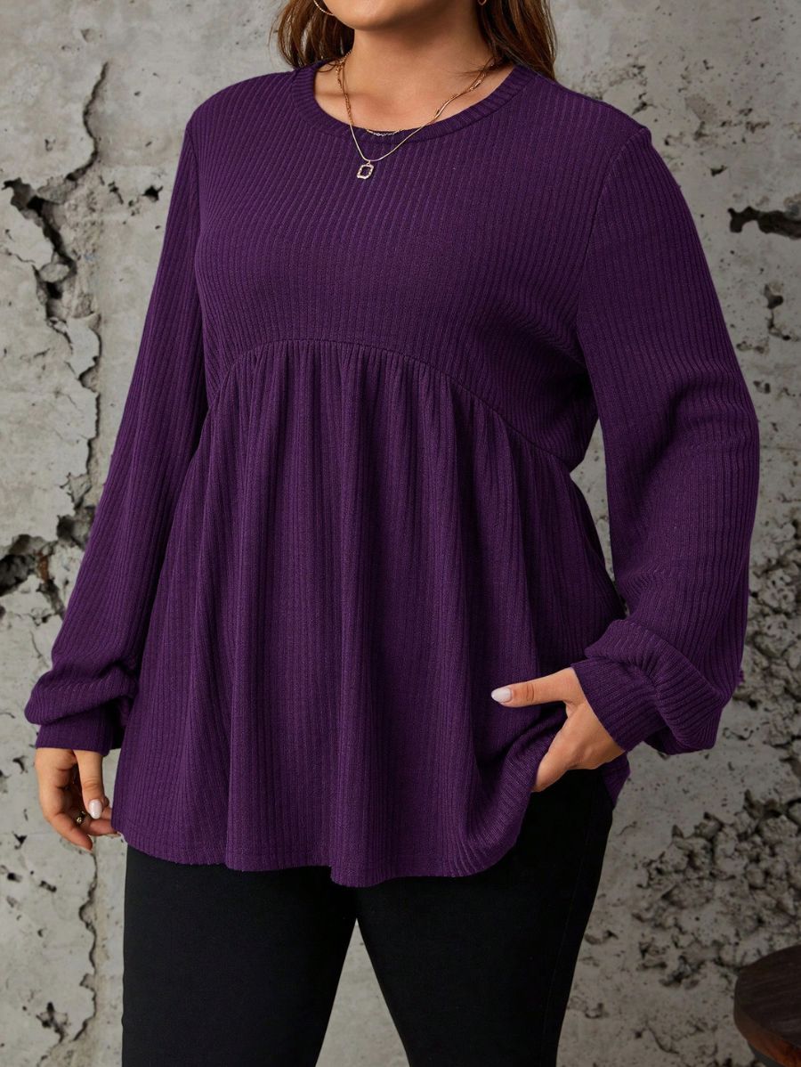 BLUSA DE MANGA LARGA HOLGADA Blusa Plus Size 12 Florebele Violeta 0XL 