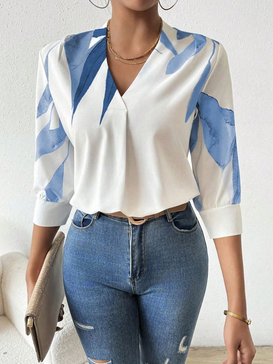 BLUSA DE MANGA TRES CUARTOS ESTAMPADA Blusa 13 Florebele S 