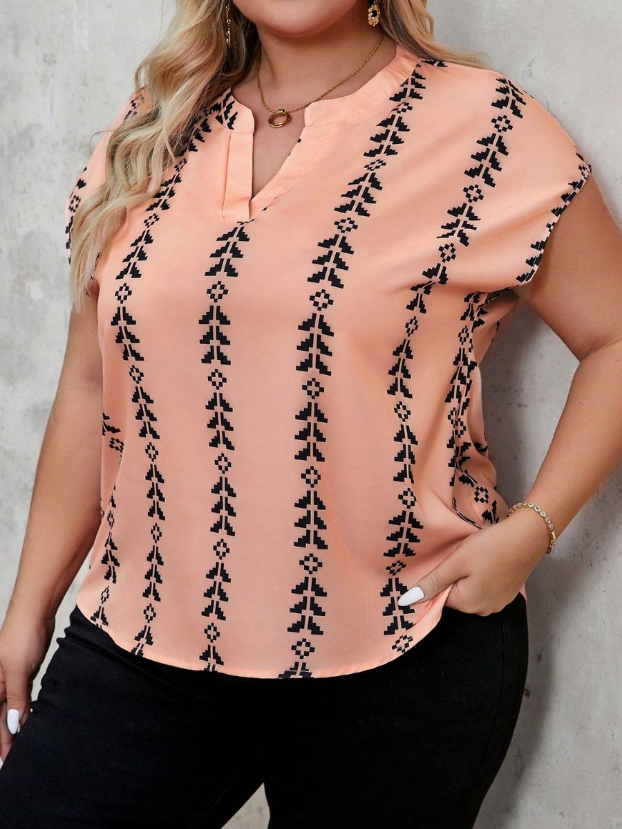 BLUSA ESTAMPADA DE MANGA CORTA Blusa Plus Size 13 Florebele 0XL 