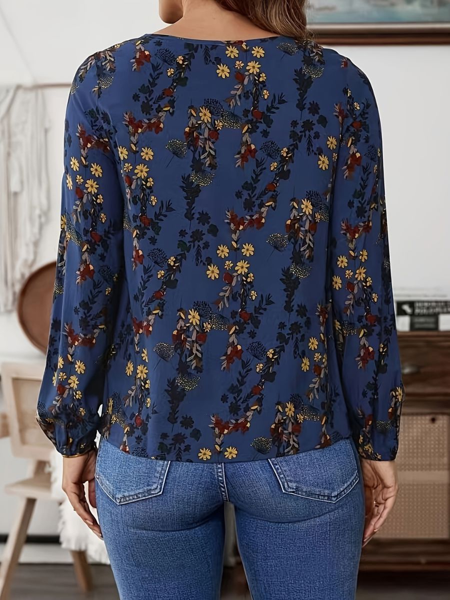 BLUSA MANGA LARGA CON ESTAMPADO FLORAL Blusa 25 Florebele 