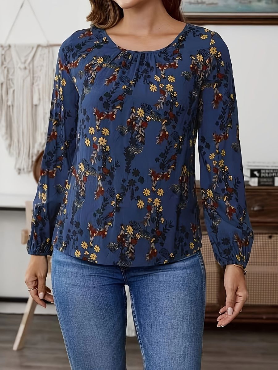 BLUSA MANGA LARGA CON ESTAMPADO FLORAL Blusa 25 Florebele S 
