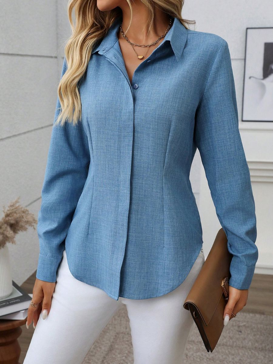 CAMISA CON BOTONES OCULTOS ENTALLADA Camisa 07 Florebele XS 
