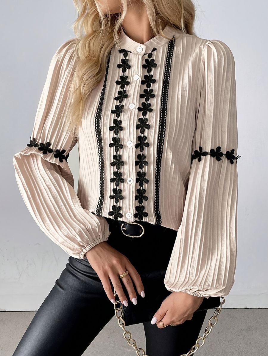 CAMISA CON DETALLE DE ENCAJE Camisa 11 Florebele 