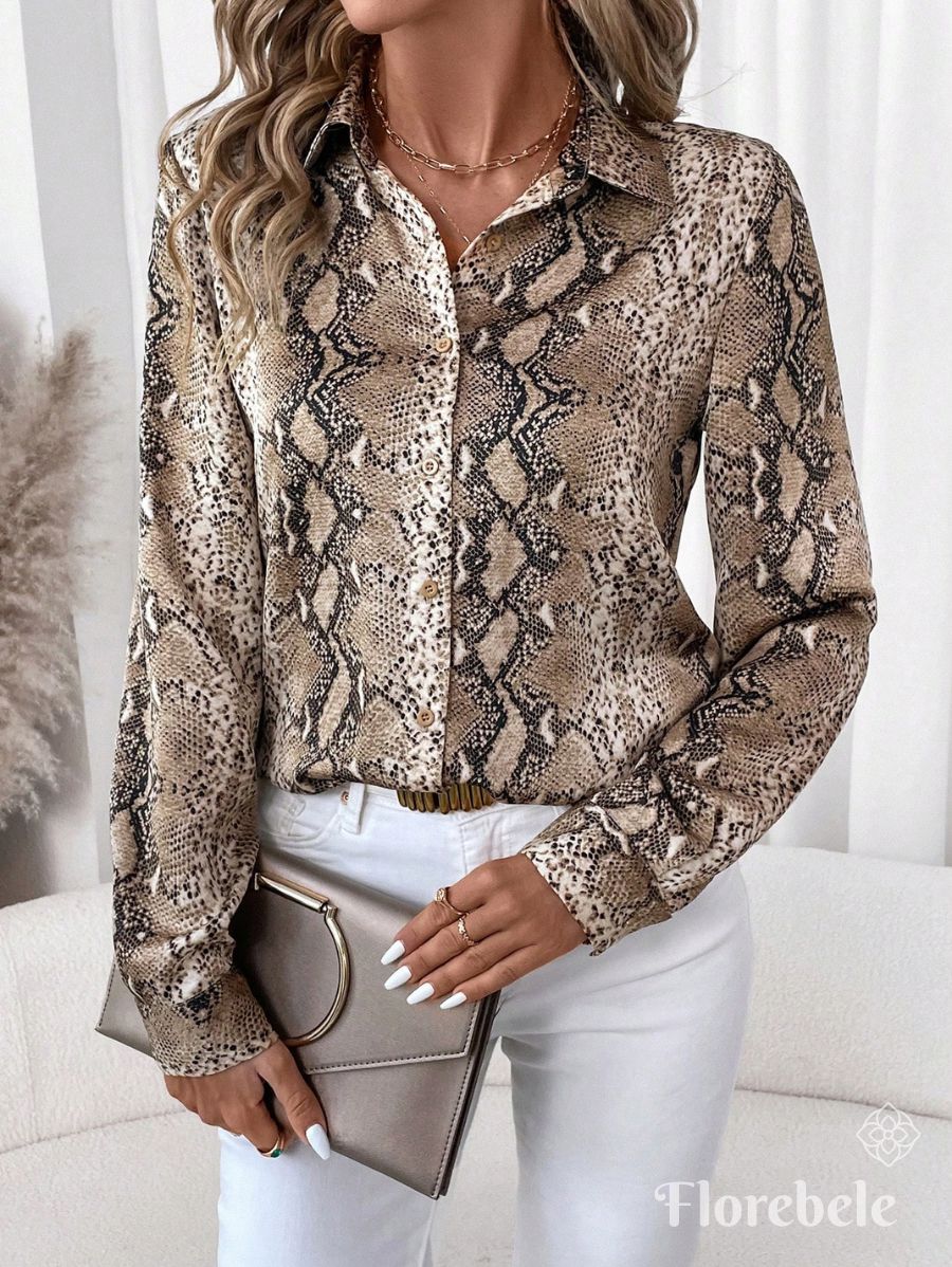 CAMISA CON ESTAMPADO ANIMAL Camisa 15 Florebele Beige S 