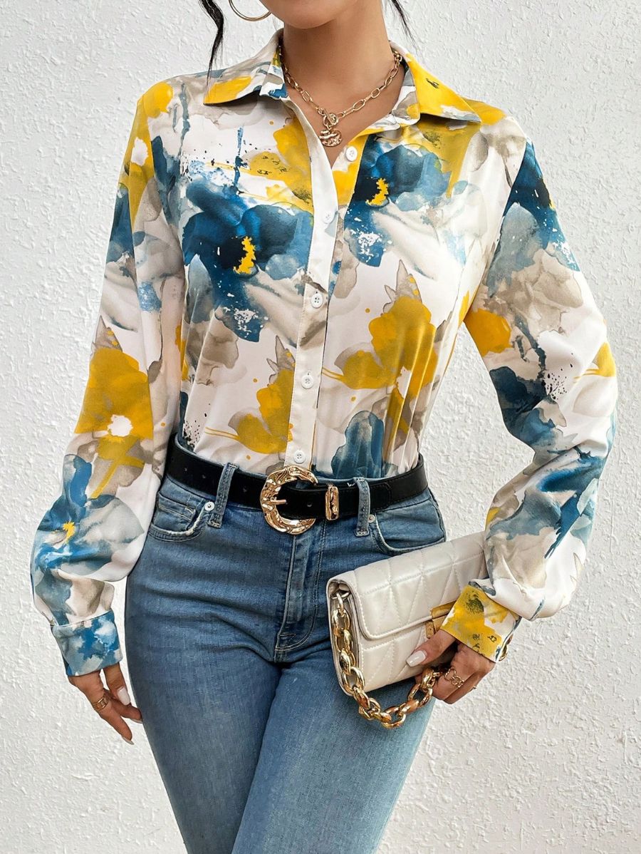 CAMISA CON ESTAMPADO FLORAL Y BOTONES Camisa 24 Florebele XS 