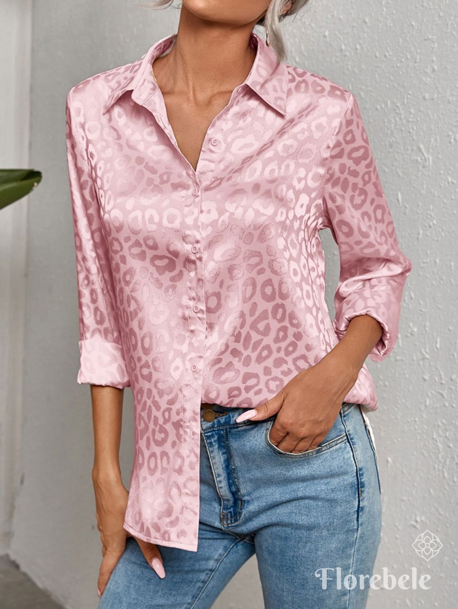 CAMISA CON ESTAMPADO LEOPARDO SATINADA Camisa 07 Florebele Rosa XS 