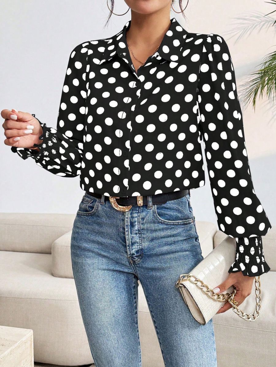 CAMISA CON LUNARES Camisa 26 Florebele Negro S 