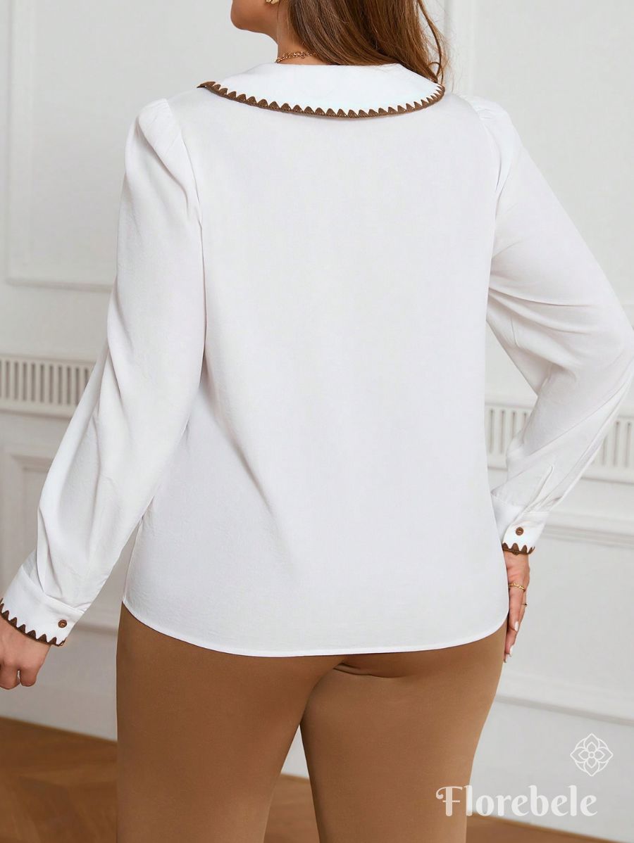 CAMISA CON RIBETE DE CONTRASTE Camisa Plus Size 06 Florebele 