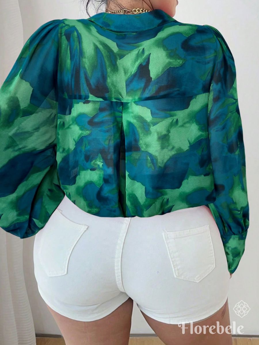 CAMISA ESTAMPADA CON MANGAS FAROL Camisa Plus Size 08 Florebele 