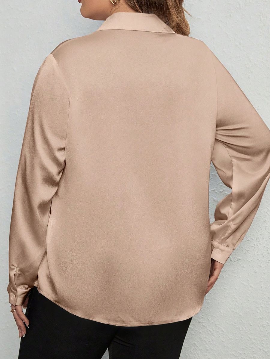 CAMISA SATINADA MANGA LARGA Camisa Plus Size 07 Florebele 