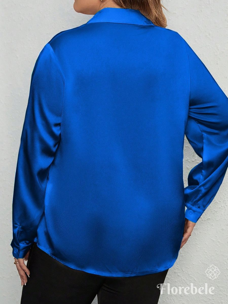 CAMISA SATINADA MANGA LARGA Camisa Plus Size 09 Florebele 