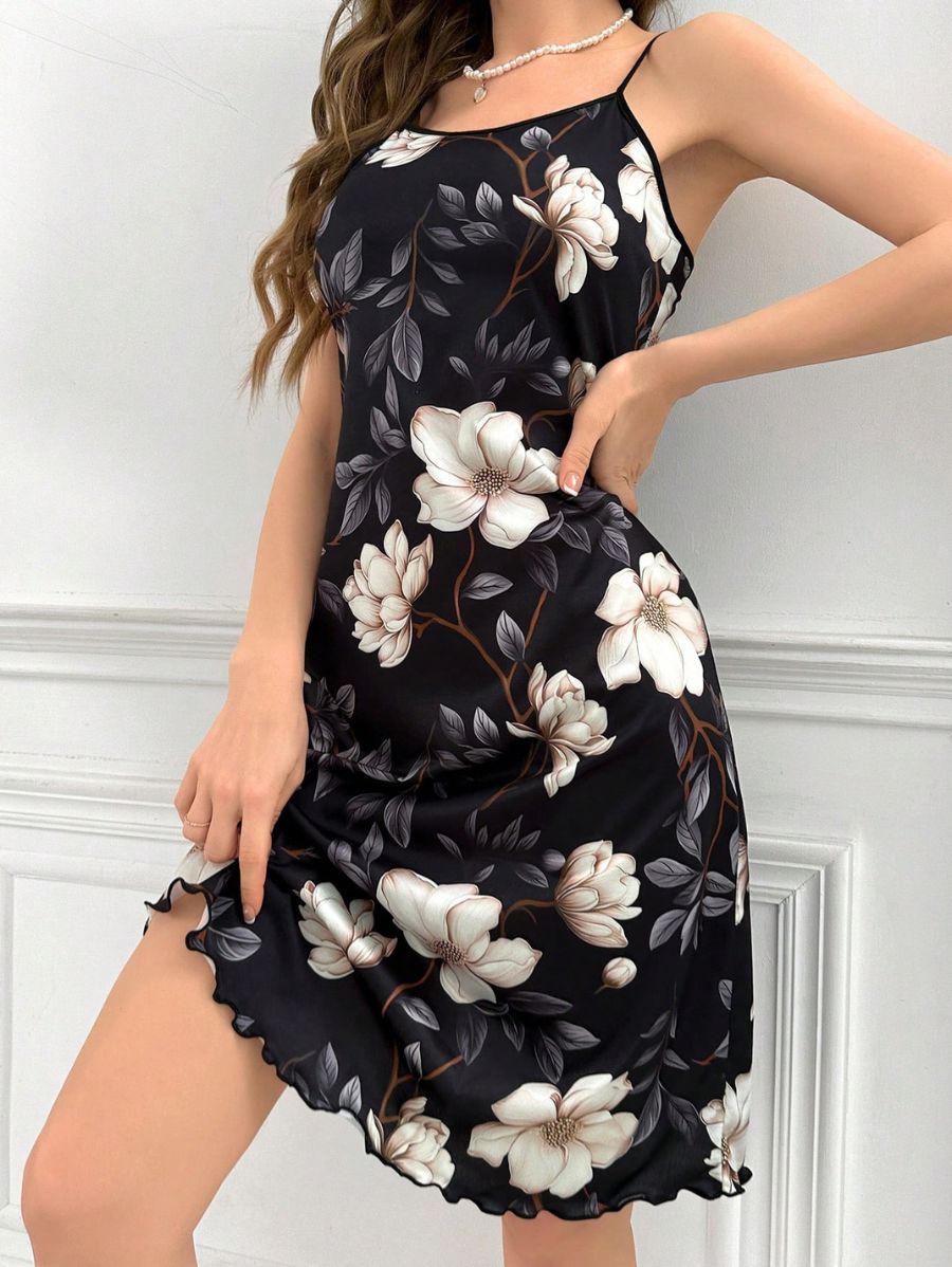 CAMISÓN CON ESTAMPADO FLORAL A LA RODILLA Camisón 03 Florebele S 