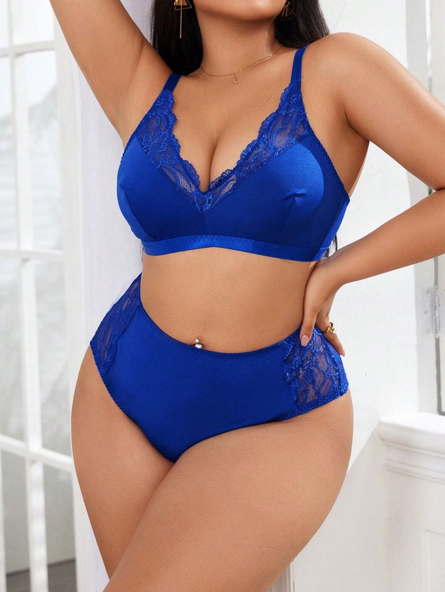 CONJUNTO CON ENCAJE UNICOLOR Lencería Plus Size 02 Florebele 
