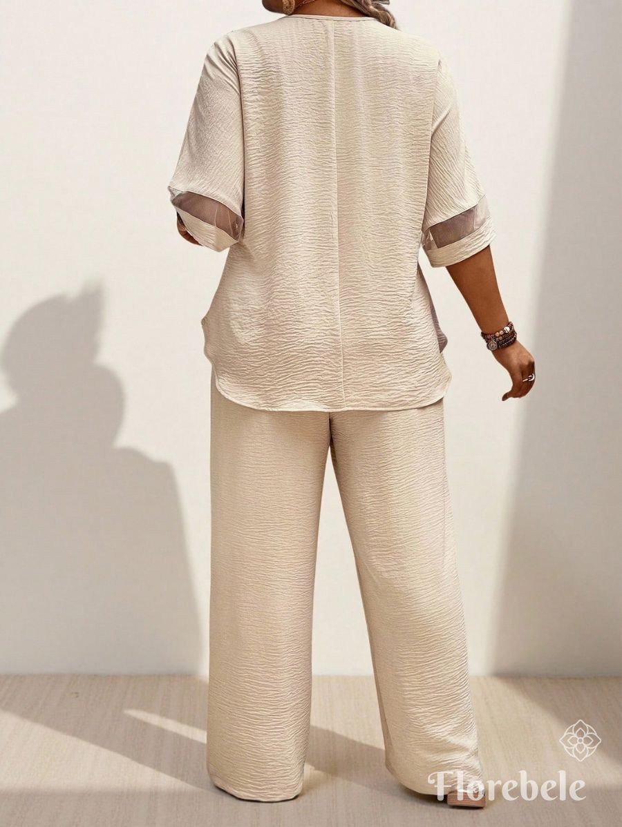 CONJUNTO CON ESCOTE EN V Y TRANSPARENCIAS Conjunto Plus Size 07 Florebele 