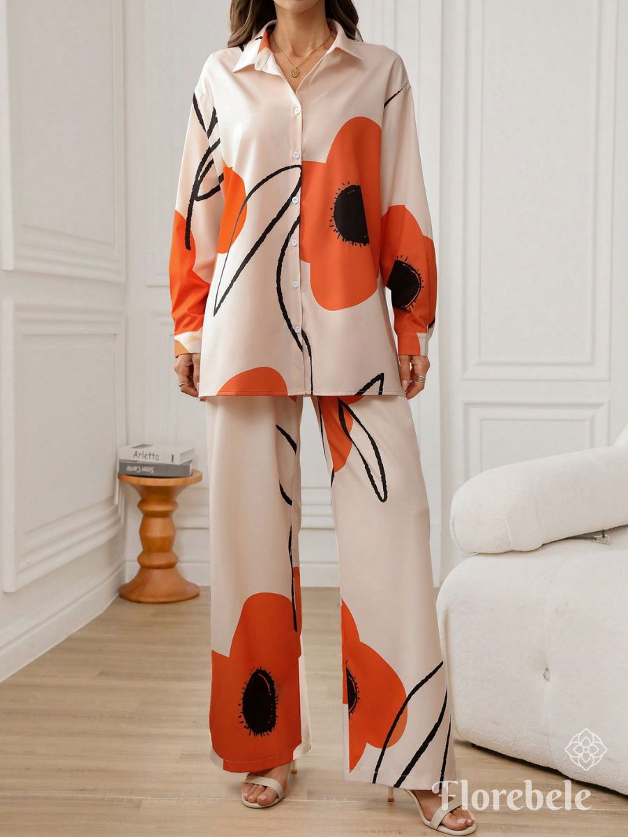 CONJUNTO CON ESTAMPADO DE FLOR Y BOTONES Conjunto 09 Florebele S 