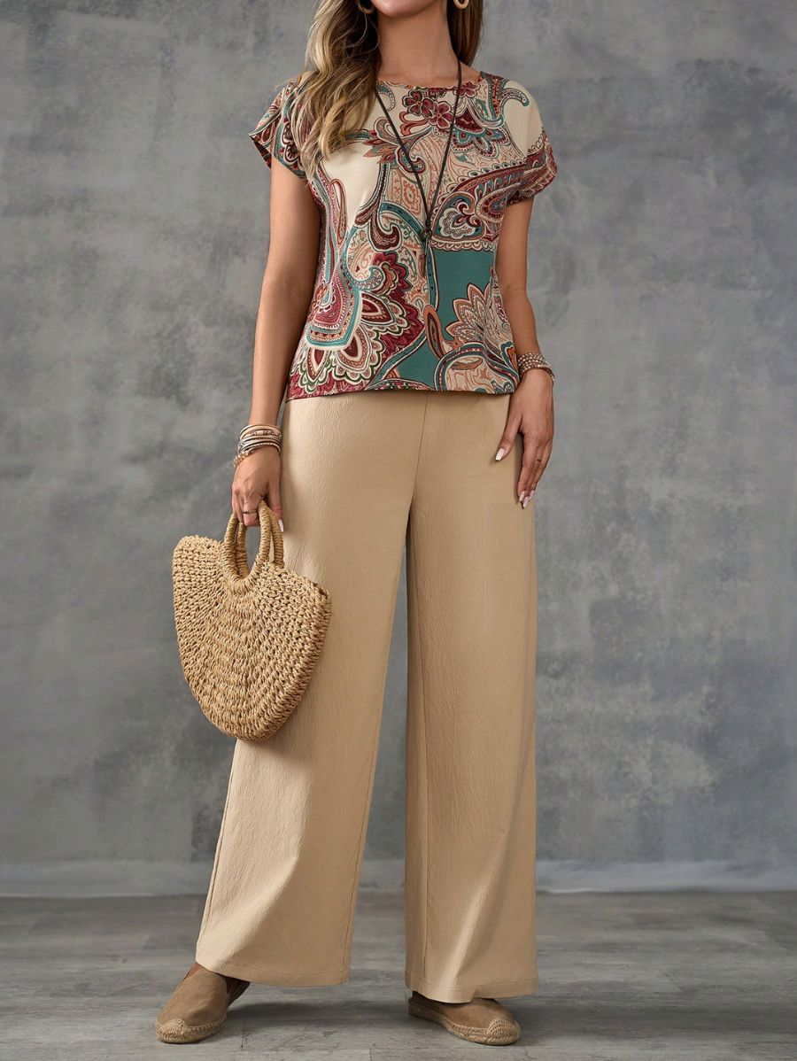 CONJUNTO CON ESTAMPADO PAISLEY Conjunto 29 Florebele Beige S 
