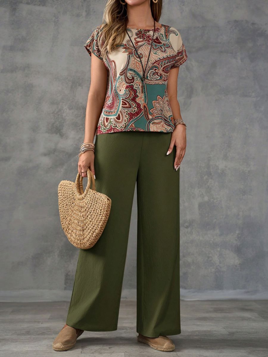 CONJUNTO CON ESTAMPADO PAISLEY Conjunto 29 Florebele Verde S 