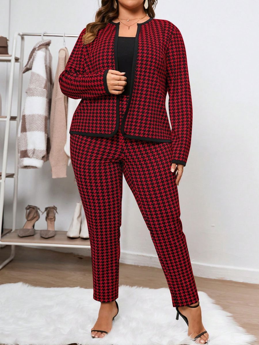 CONJUNTO DE CHAQUETA Y PANTALÓN Conjunto Plus Size 08 Florebele Rojo 0XL 