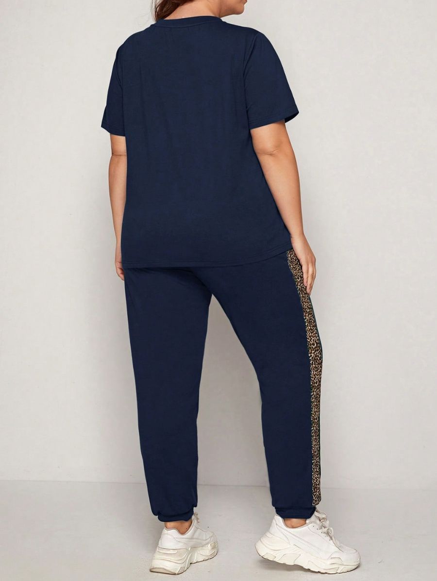 CONJUNTO DE MANGA CORTA CON DETALLE EN LEOPARDO Conjunto Plus Size 13 Florebele 