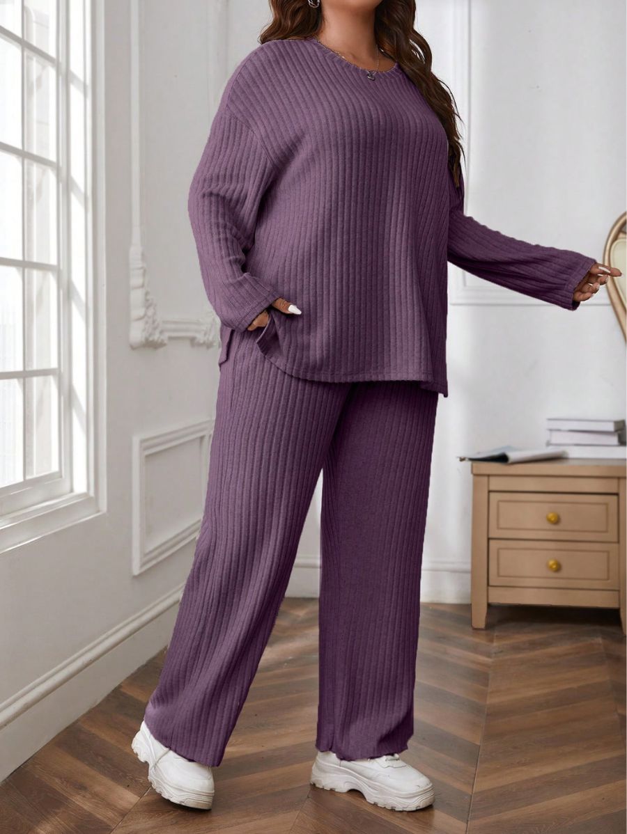 CONJUNTO MANGA LARGA ACANALADO Conjunto Plus Size 04 Florebele 