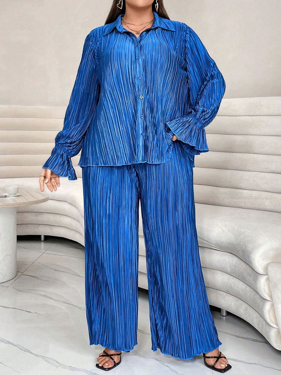 CONJUNTO PLISADO Conjunto Plus Size 10 Florebele Azul 0XL 