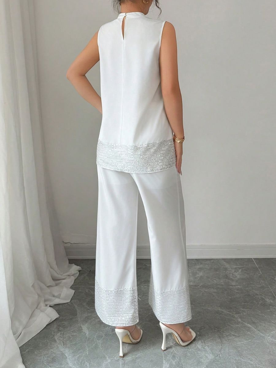 CONJUNTO SIN MANGAS CON LENTEJUELAS Conjunto 01 Florebele 