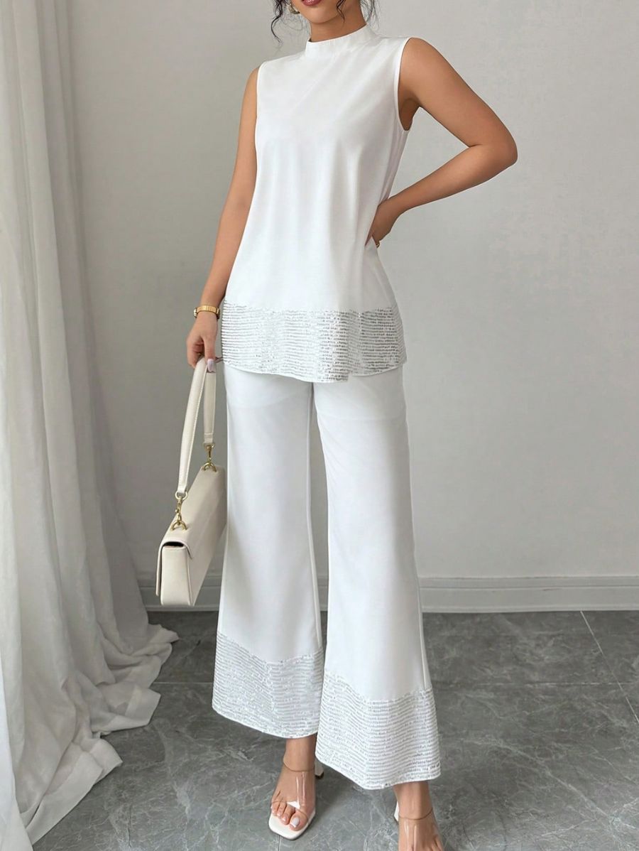 CONJUNTO SIN MANGAS CON LENTEJUELAS Conjunto 01 Florebele 