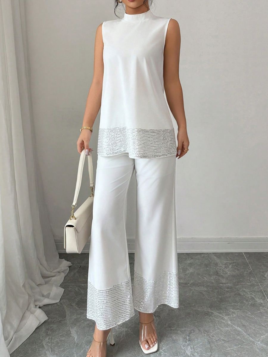 CONJUNTO SIN MANGAS CON LENTEJUELAS Conjunto 01 Florebele S 
